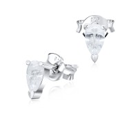 Oval Shaped CZ Silver Ear Stud STS-3285 